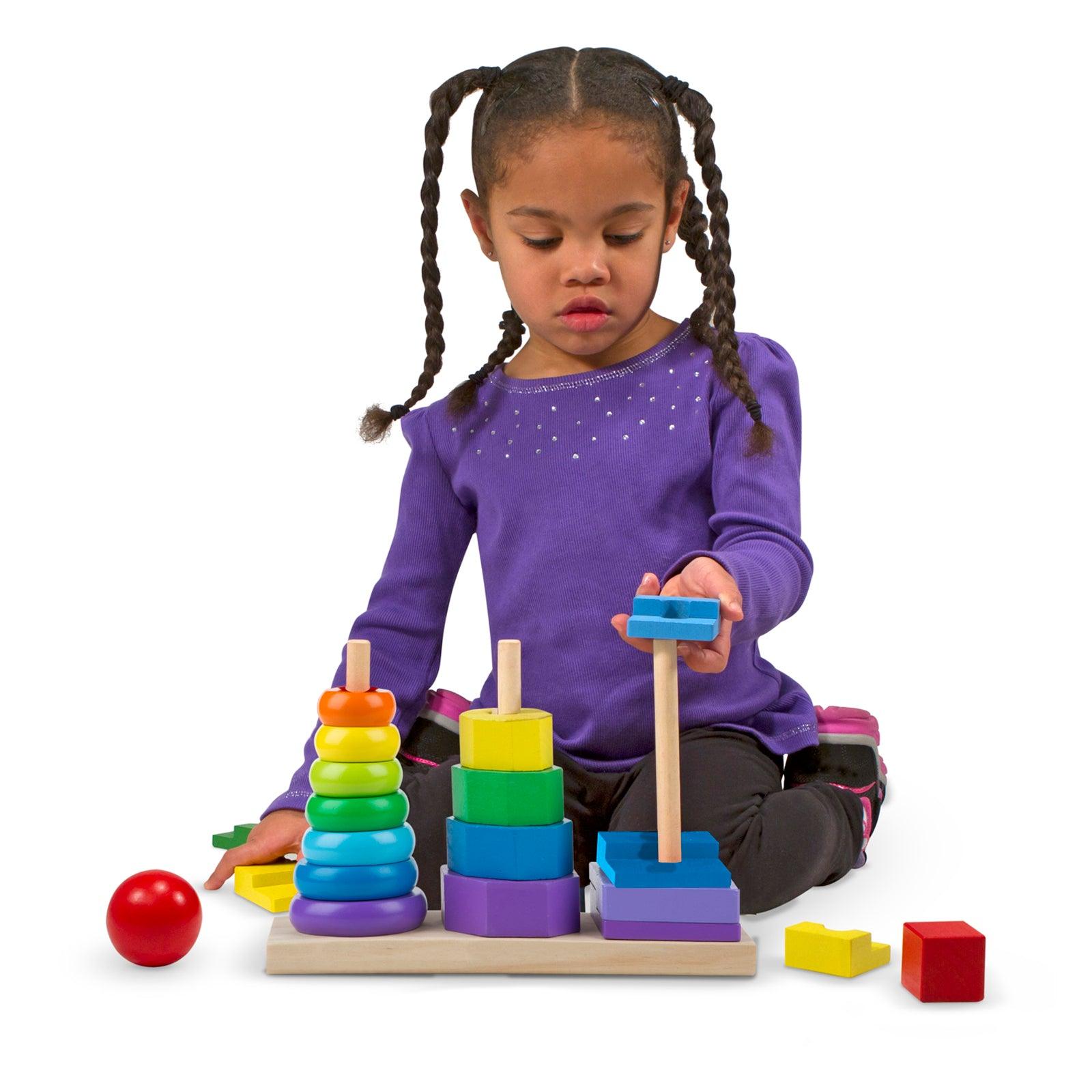 Geometric Stacker Toddler Toy, 25 Pieces - Loomini