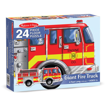 Giant Fire Truck Floor Puzzle, 4' Long, 24 Pieces - Loomini