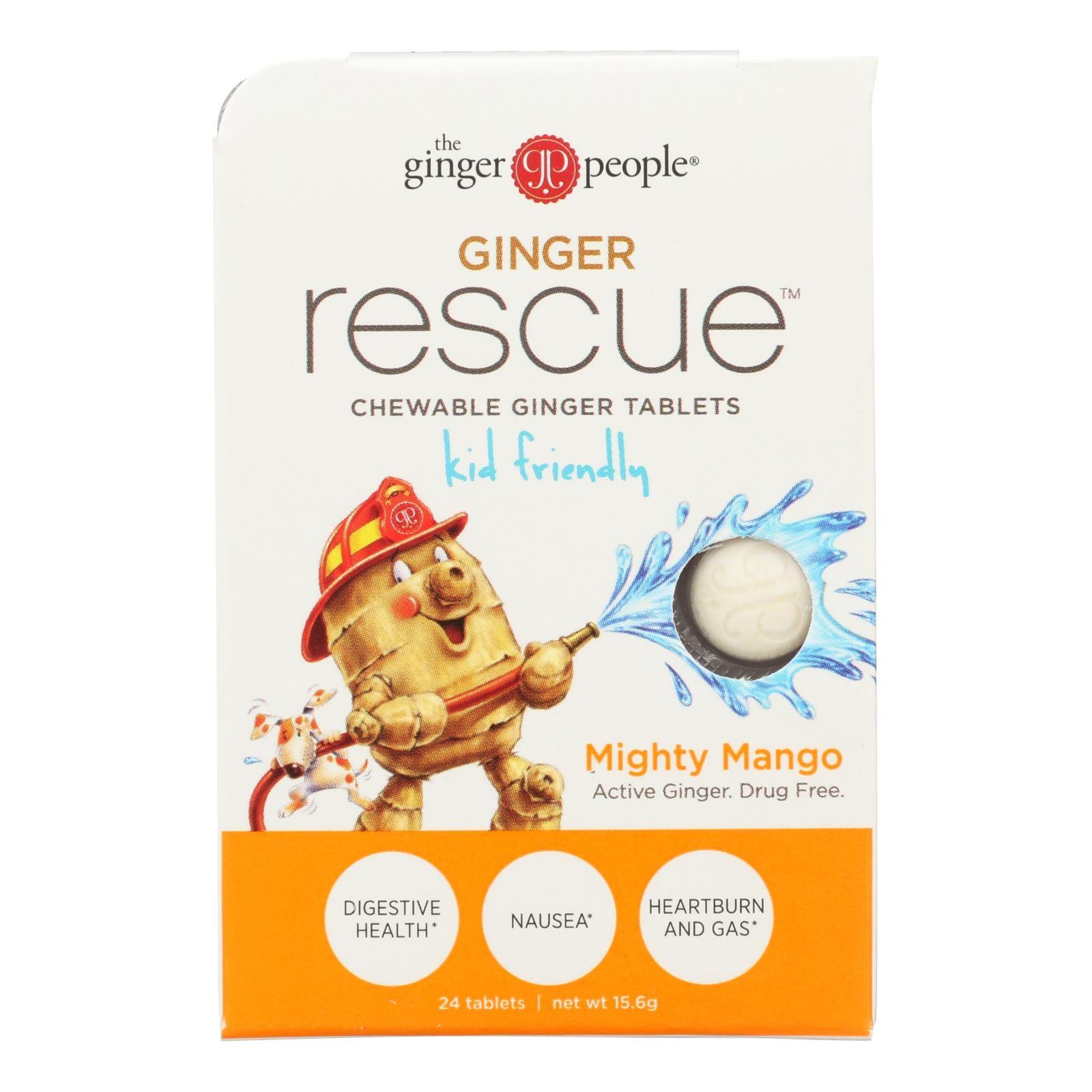 Ginger People Ginger Rescue For Kids - Mighty Mango - 24 Chewable Tablets - Case Of 10 - Loomini