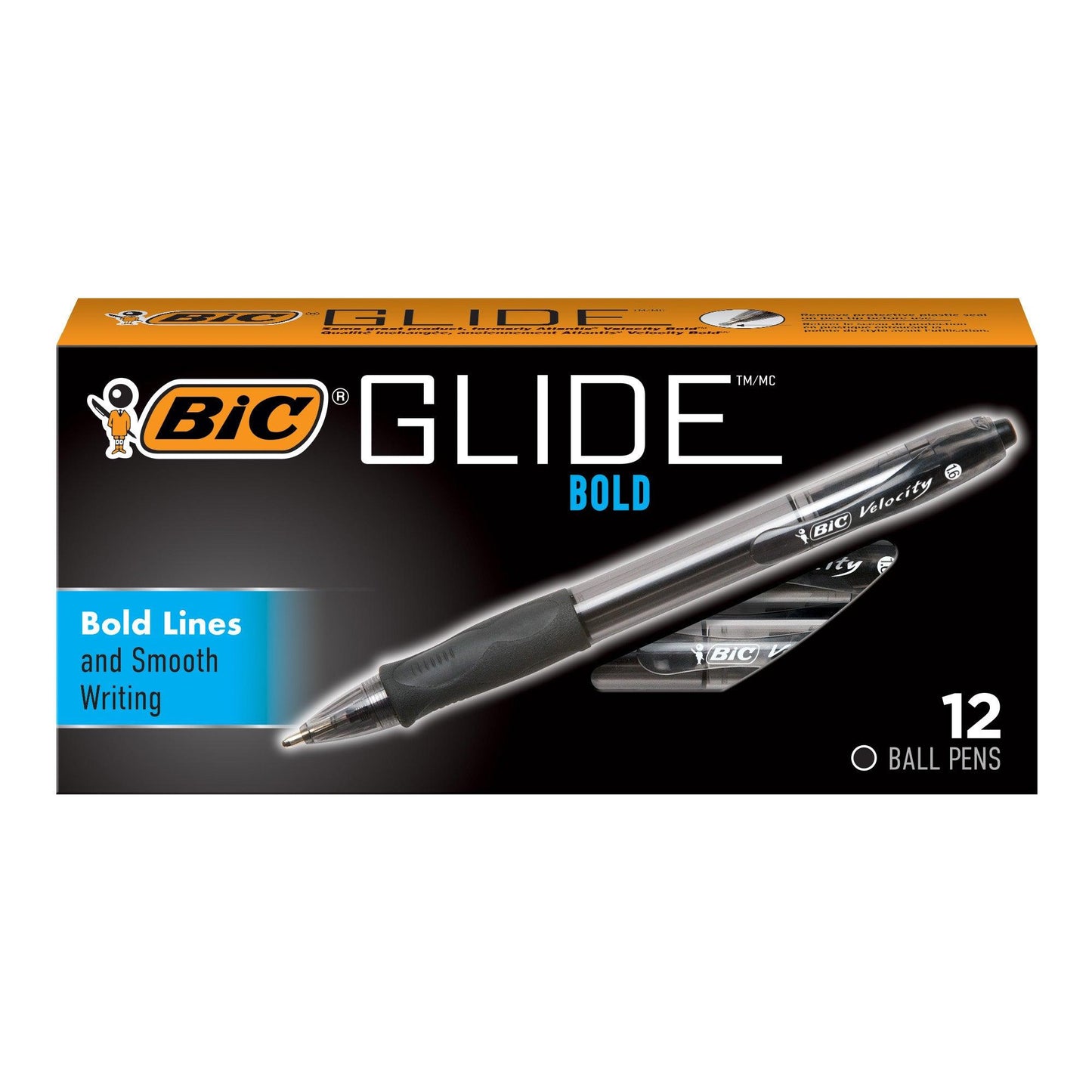 Glide™ Bold Retractable Ball Point Pen, Bold Point (1.6mm), Black, 12-Count - Loomini
