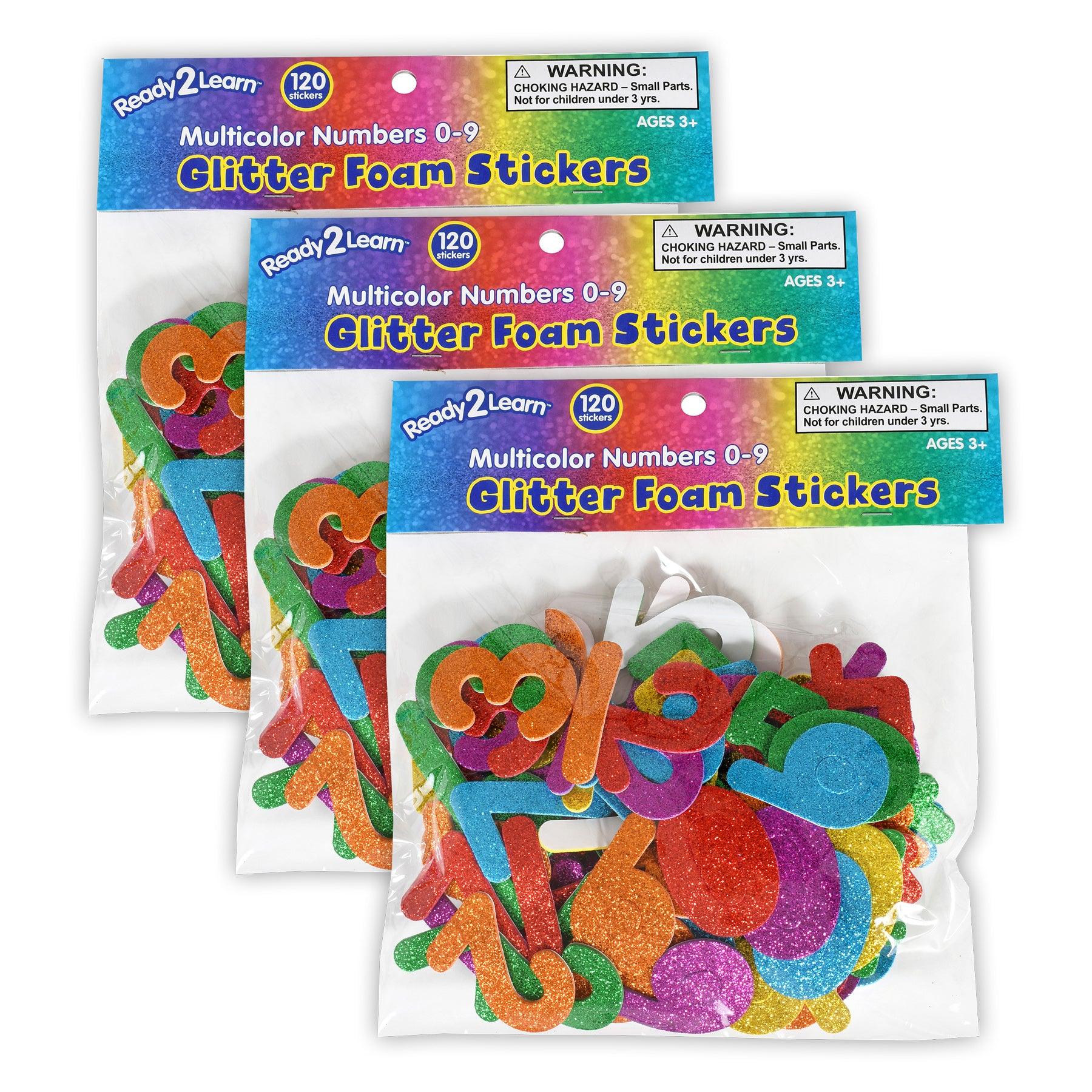 Glitter Foam Stickers - Numbers - Multicolor - 120 Per Pack - 3 Packs ...