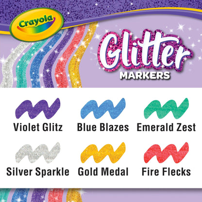 Glitter Markers, 6 Per Box, 3 Boxes - Loomini