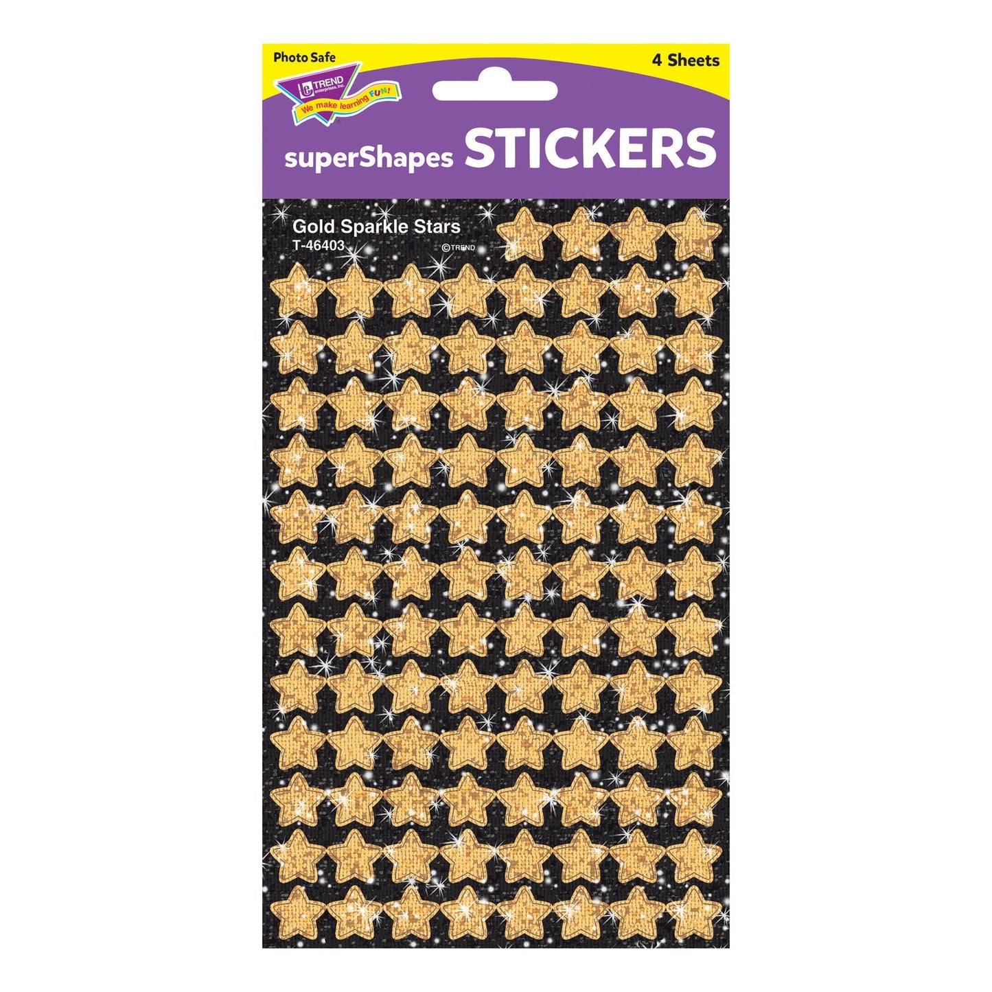 Gold Sparkle Stars superShapes Stickers-Sparkle, 400 Per Pack, 6 Packs - Loomini