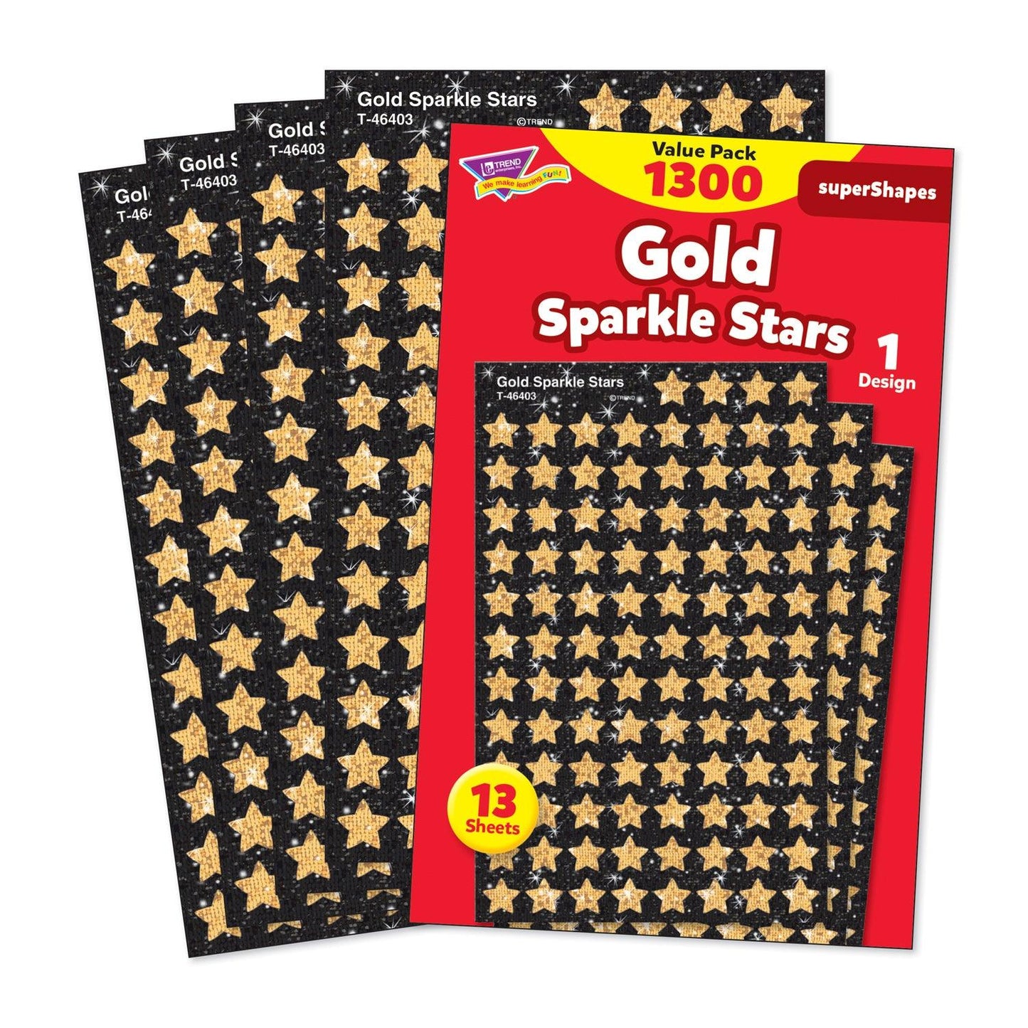 Gold Sparkle Stars superShapes Value Pack, 1300 Per Pack, 3 Packs - Loomini