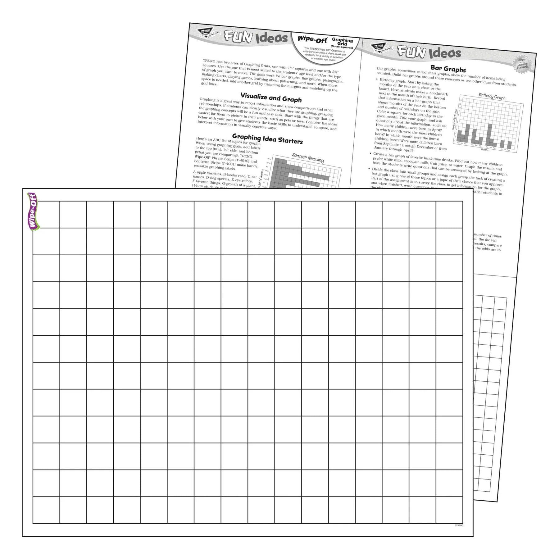 Graphing Grid (Small Squares) Wipe-Off® Chart, 17" x 22", Pack of 6 - Loomini