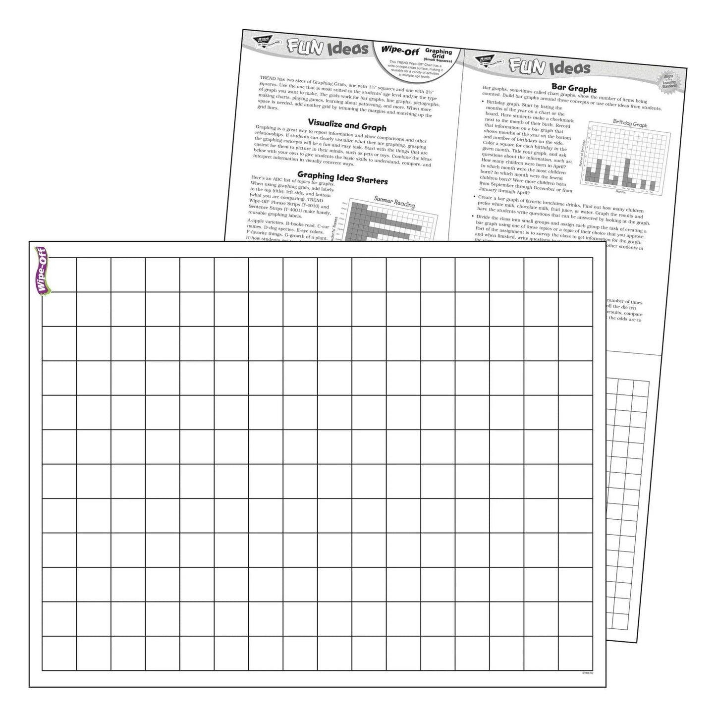 Graphing Grid (Small Squares) Wipe-Off® Chart, 17" x 22", Pack of 6 - Loomini