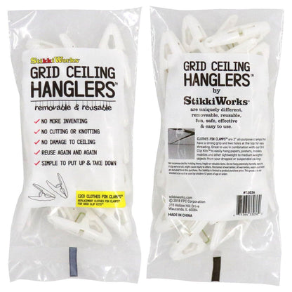 Grid Ceiling Hanglers™ Clothes Pin Clamps™, 20 Per Pack, 6 Packs - Loomini