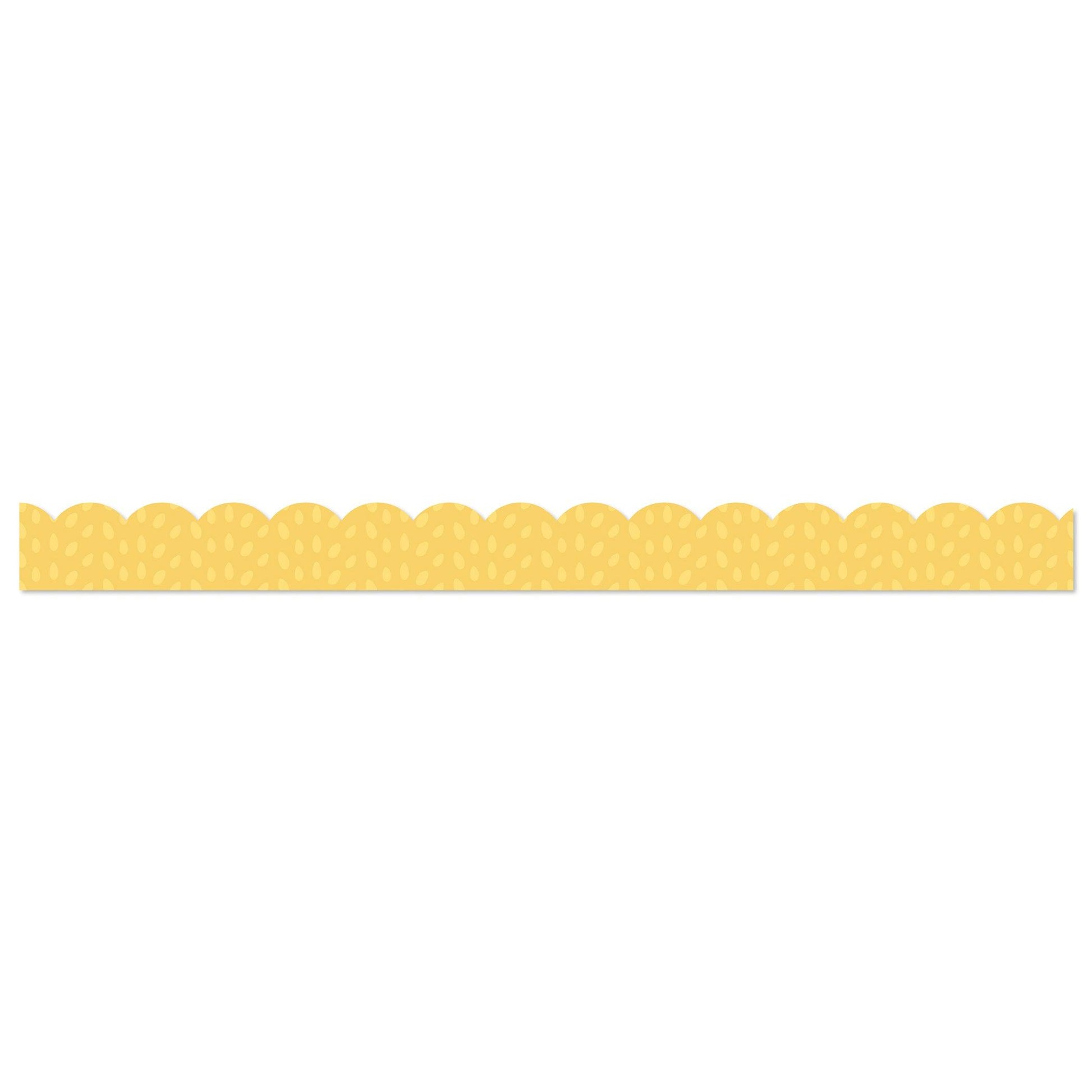 Grow Together Yellow with Painted Dots Scalloped Borders, 39 Feet Per Pack, 6 Packs - Loomini