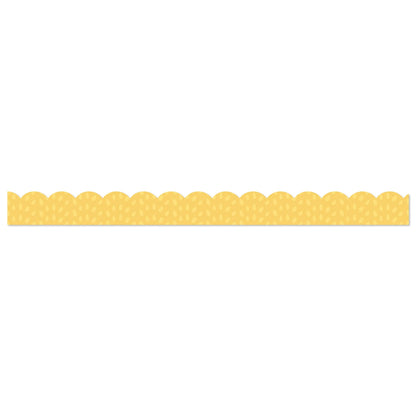 Grow Together Yellow with Painted Dots Scalloped Borders, 39 Feet Per Pack, 6 Packs - Loomini