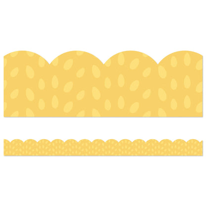 Grow Together Yellow with Painted Dots Scalloped Borders, 39 Feet Per Pack, 6 Packs - Loomini