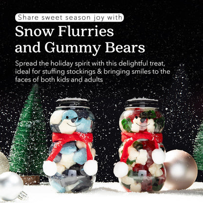 Gummy Bear Snowman Candy Jar | Delightful Gummy Bears Jar Gift with Red Scarf | A Sweet Stuffed Winter Treat for Christmas - Loomini