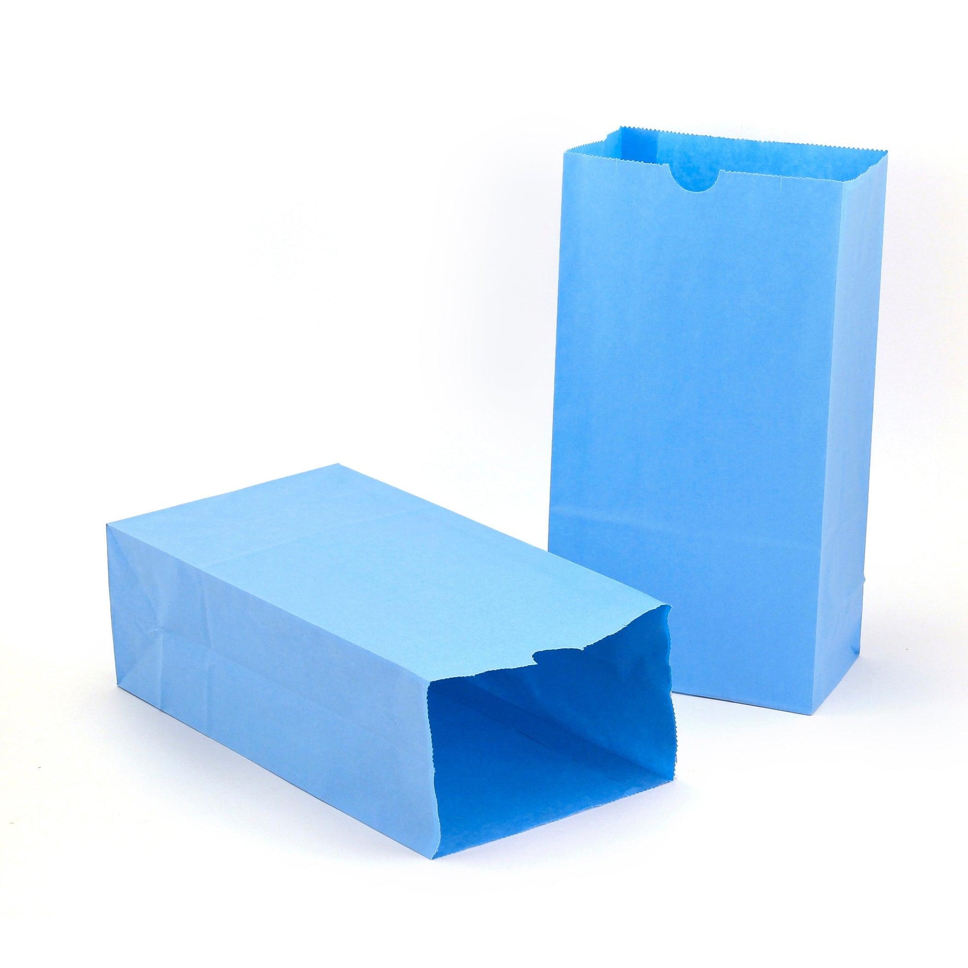 Gusseted Paper Bags, #6 (6" x 3.5" x 11"), Blue, Pack of 50 - Loomini