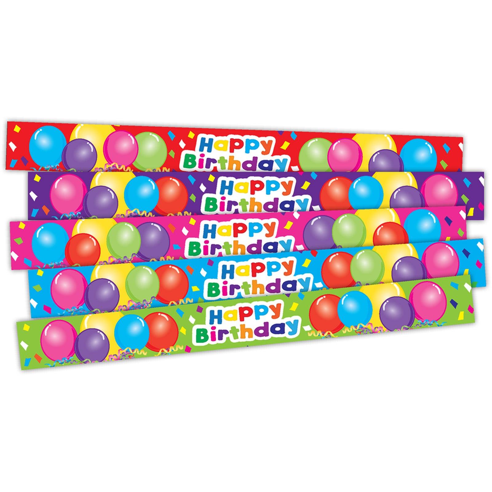 Happy Birthday Balloons Slap Bracelets, 10 Per Pack, 6 Packs - Loomini