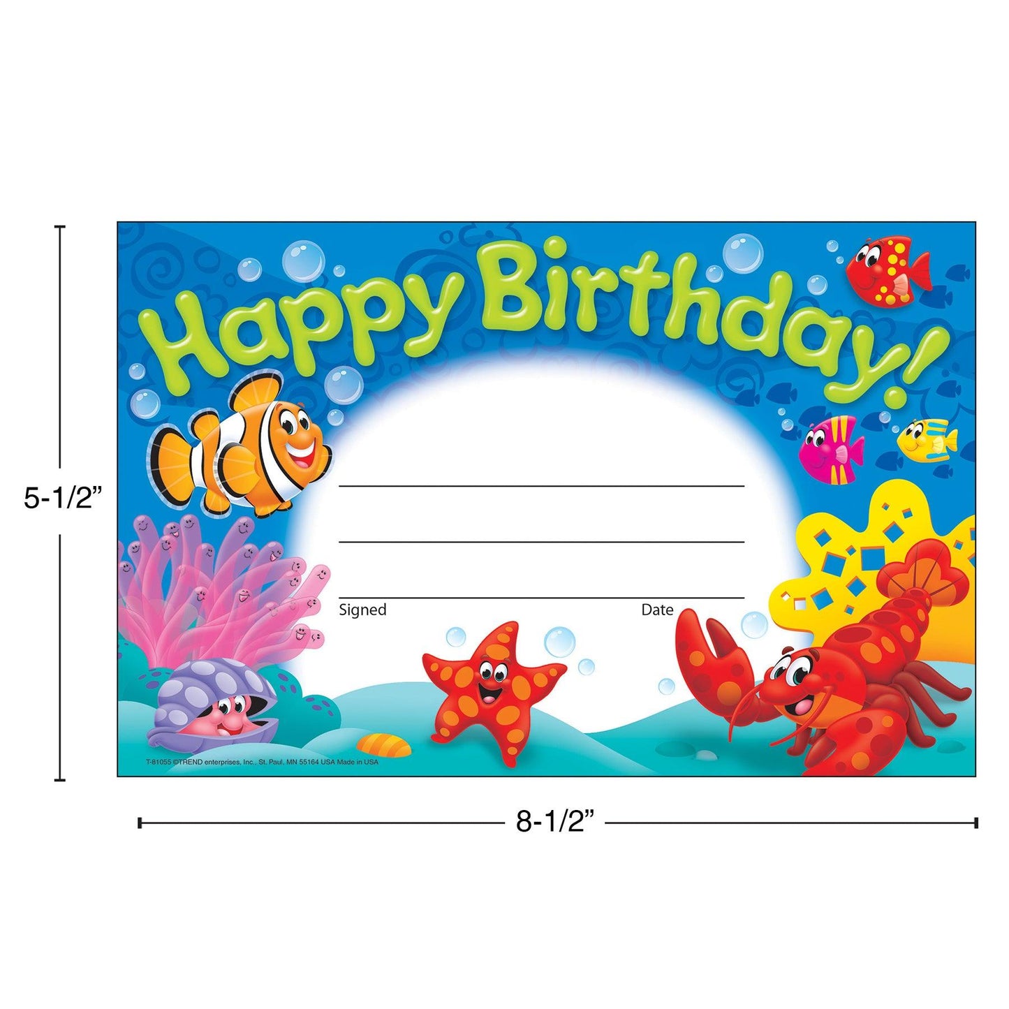 Happy Birthday! Sea Buddies™ Recognition Awards, 30 Per Pack, 6 Packs - Loomini