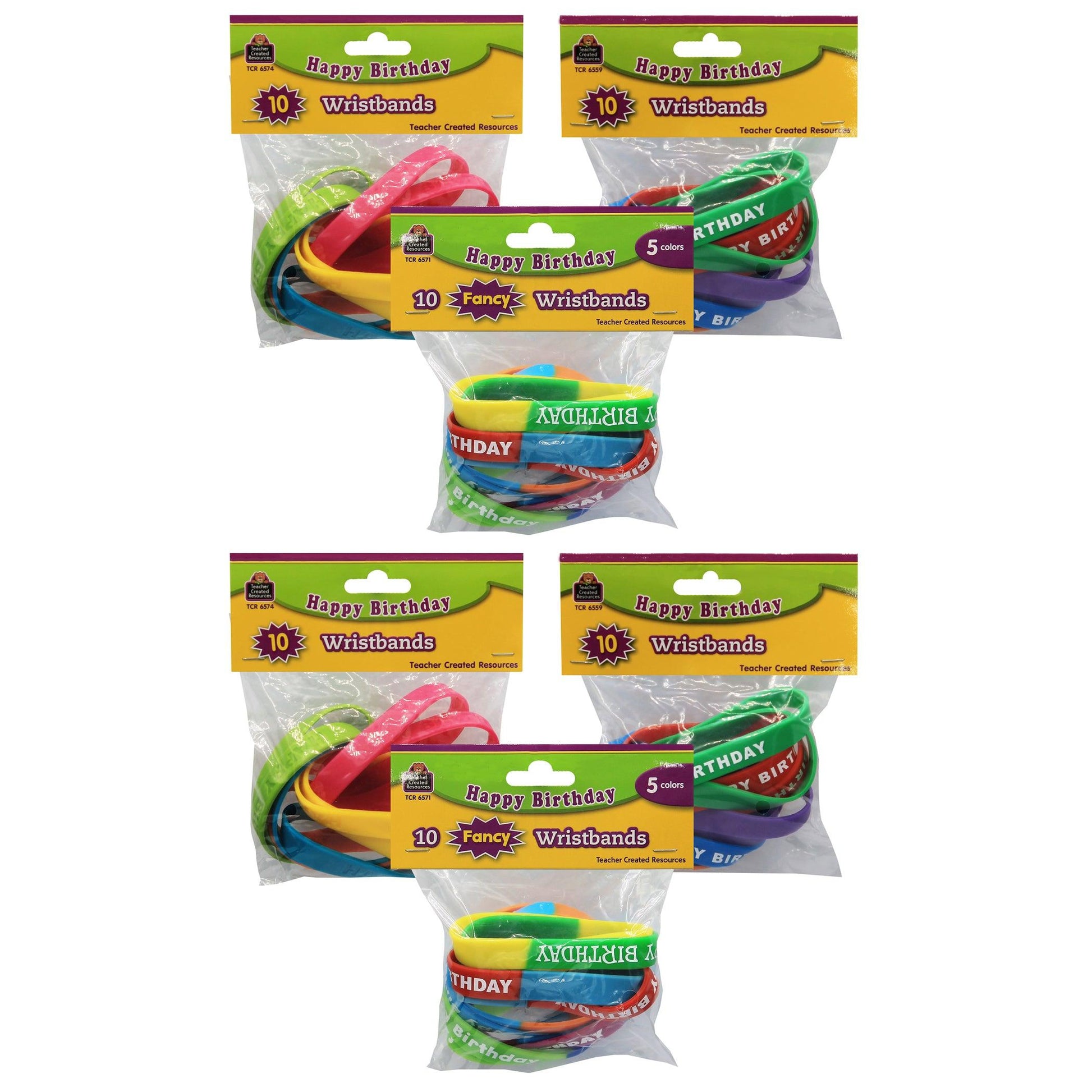 Happy Birthday Wristband Classroom Super Pack, 30 Per Pack, 2 Packs - Loomini