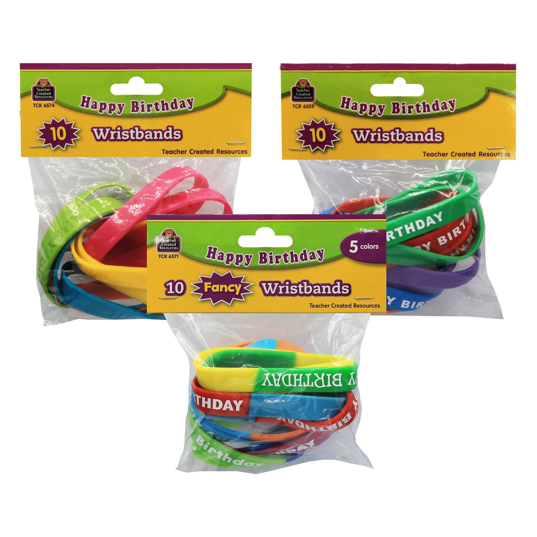 Happy Birthday Wristband Classroom Super Pack, 30 Per Pack, 2 Packs - Loomini