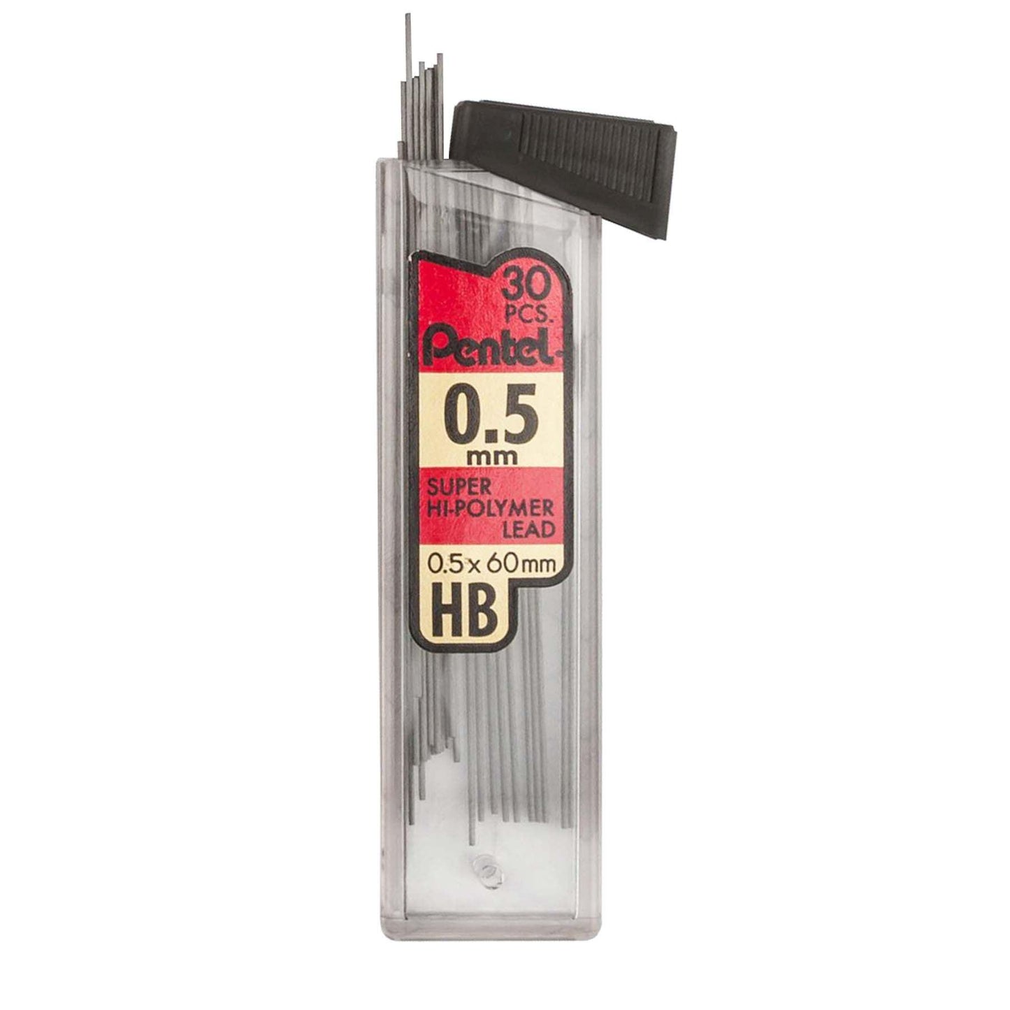 HB Super Hi-Polymer Leads, 0.5mm, Black, 30 Per Pack, 12 Packs - Loomini