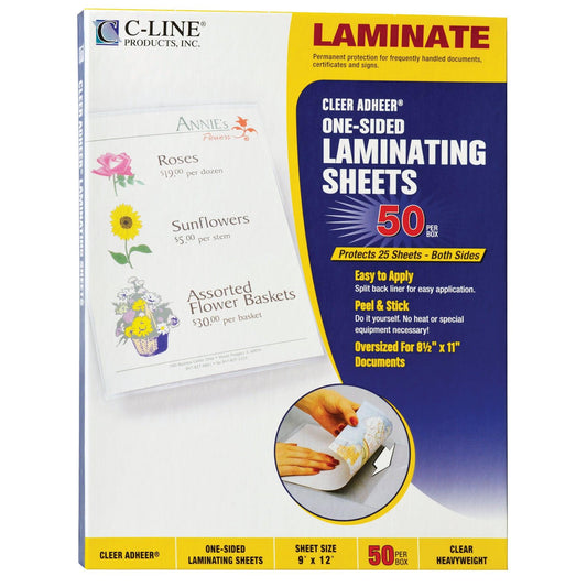 Heavyweight Cleer Adheer® Laminating Sheets, Clear, 9" x 12", Box of 50 - Loomini