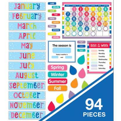 Hello Sunshine Calendar Bulletin Board Set, 94 Pieces - Loomini