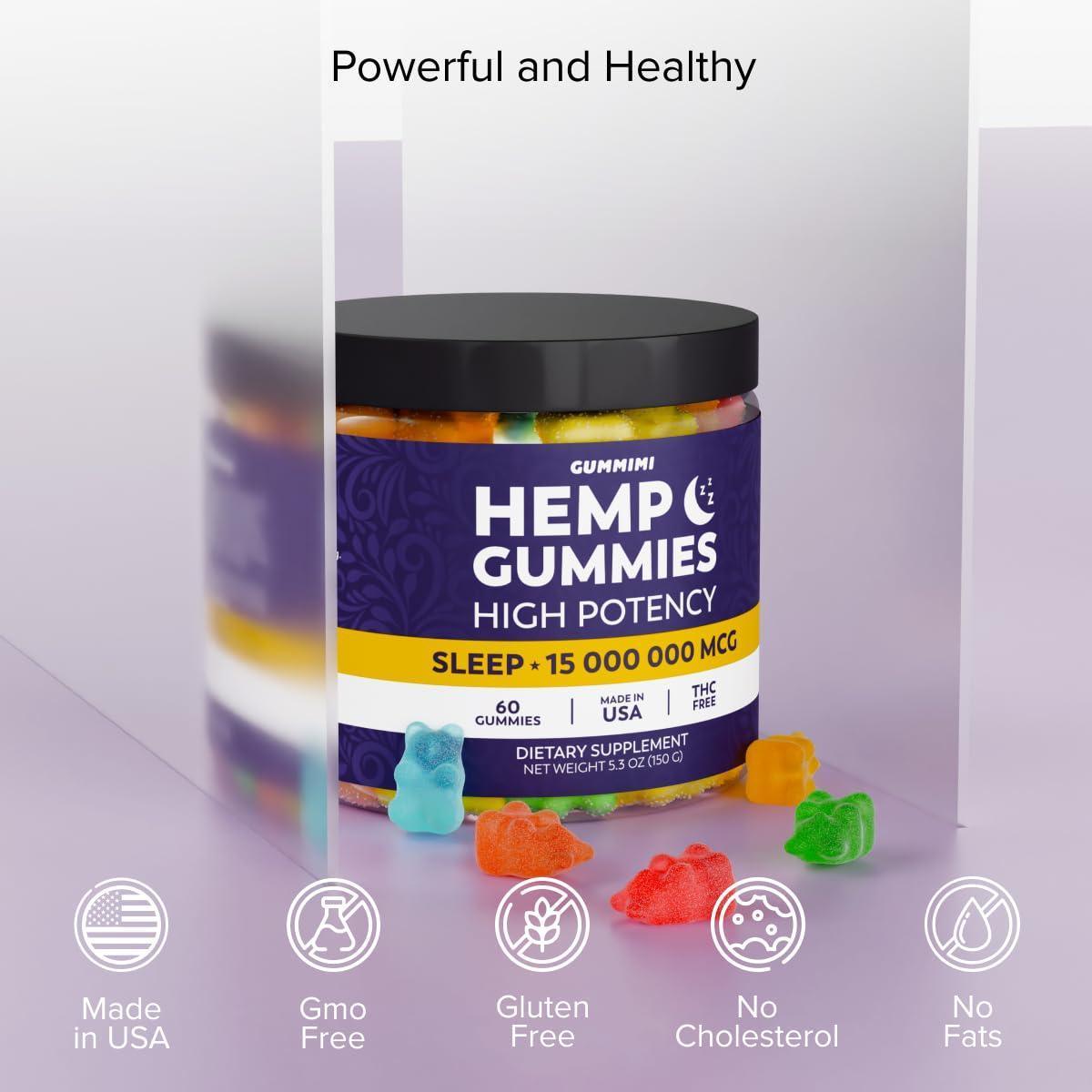 Hеmp Gummies for Rеstful Nap High Potency Organic & Infused with Omega 3 6 9 & Vitamin E Natural Fruit Flavor 60 Edible Easy Grown & Made in USA - Loomini