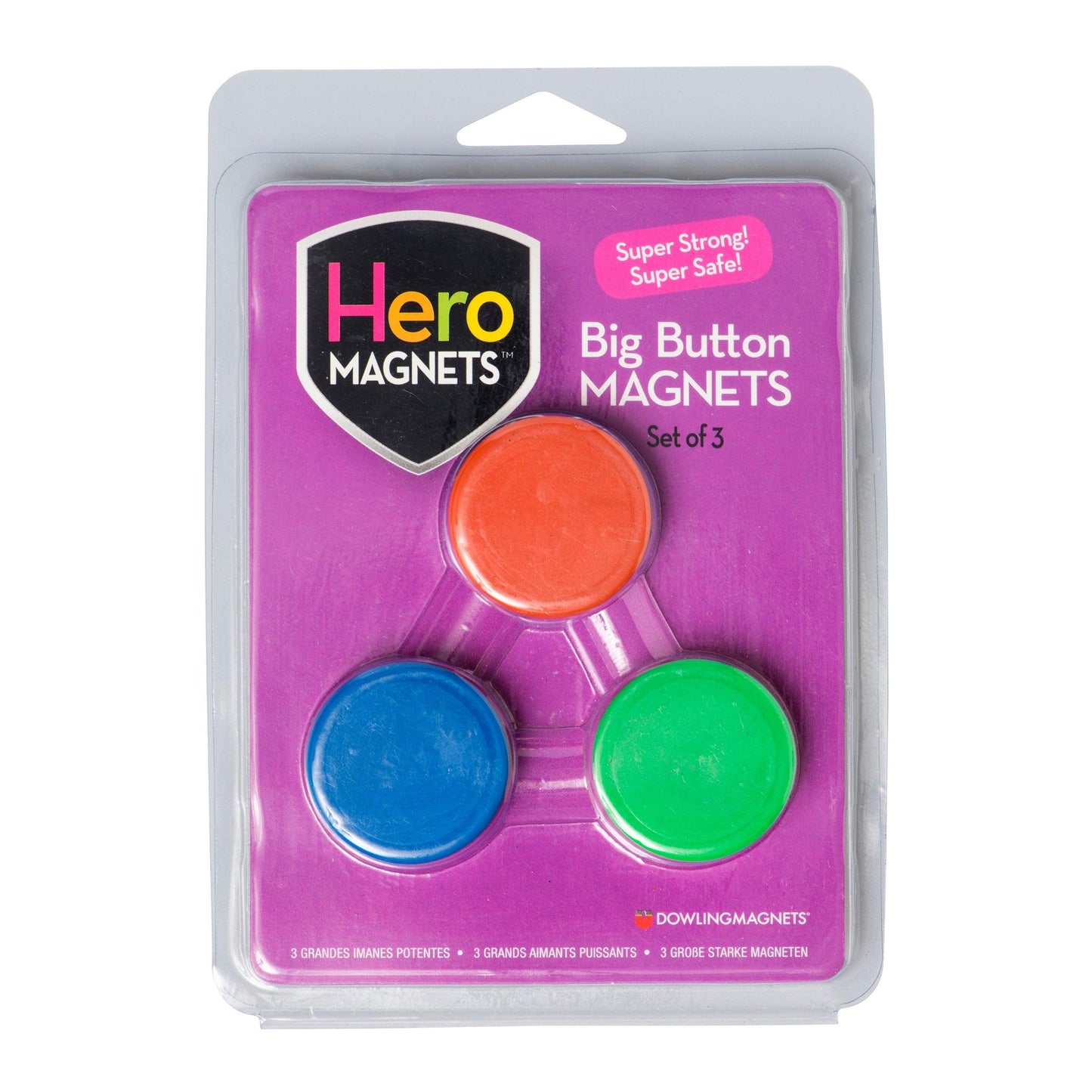 Hero Magnets: Big Button Magnets, 3 Per Pack, 6 Packs - Loomini