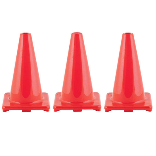 Hi-Visibility Flexible Vinyl Cone, 12", Orange, Pack of 3 - Loomini