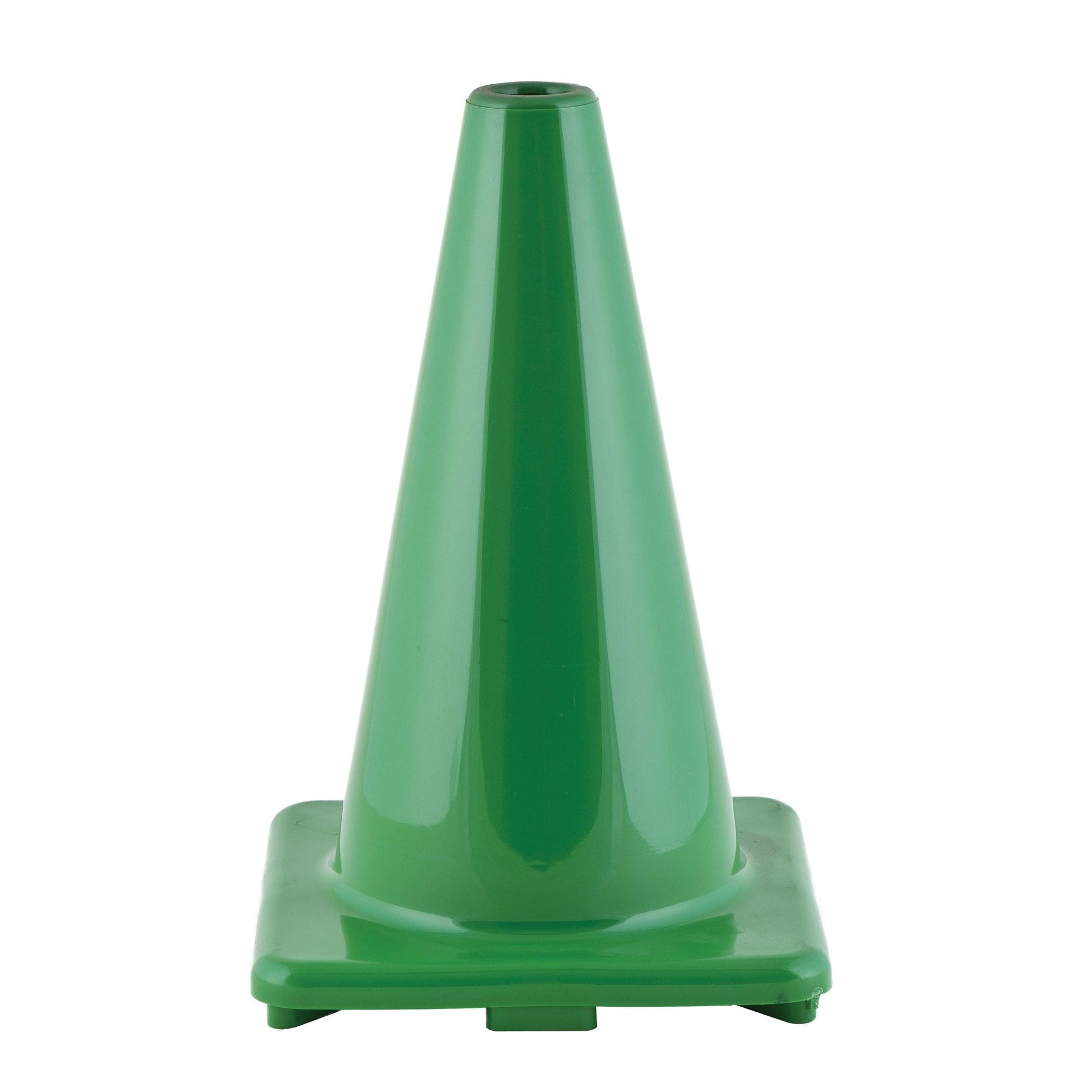 Hi-Visibility Flexible Vinyl Cone, weighted, 12", Green, Pack of 3 - Loomini