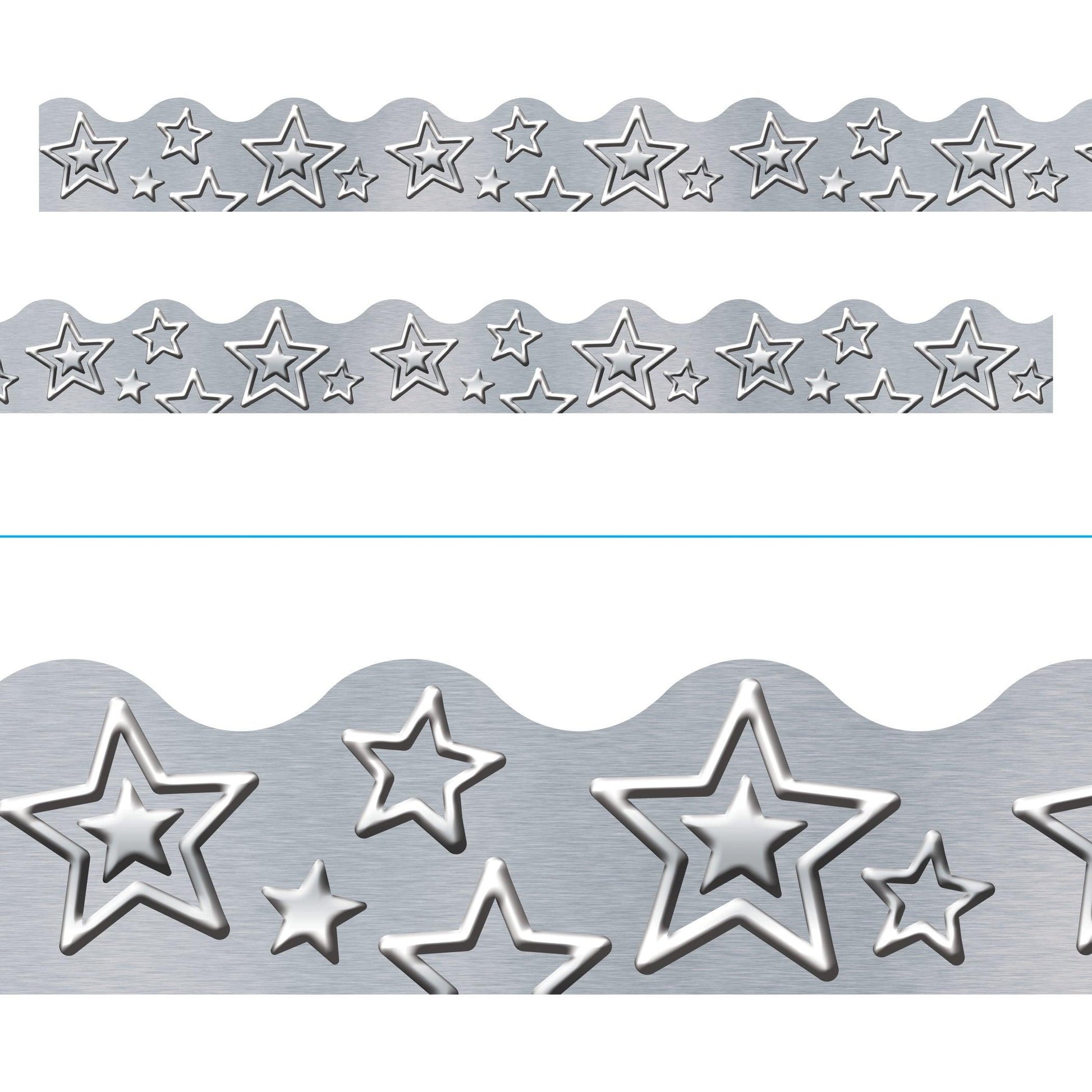 I ♥ Metal Silver Stars Terrific Trimmers®, 39' Per Pack, 6 Packs - Loomini