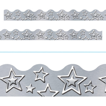 I ♥ Metal Silver Stars Terrific Trimmers®, 39' Per Pack, 6 Packs - Loomini