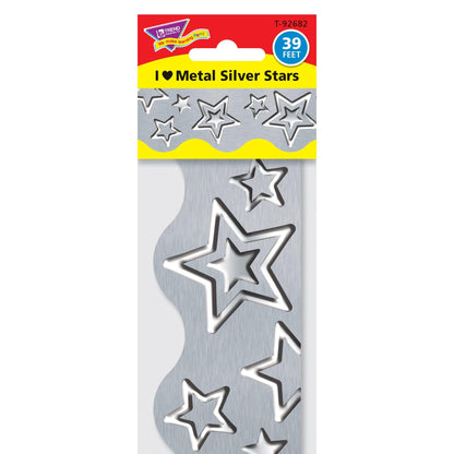 I ♥ Metal Silver Stars Terrific Trimmers®, 39' Per Pack, 6 Packs - Loomini