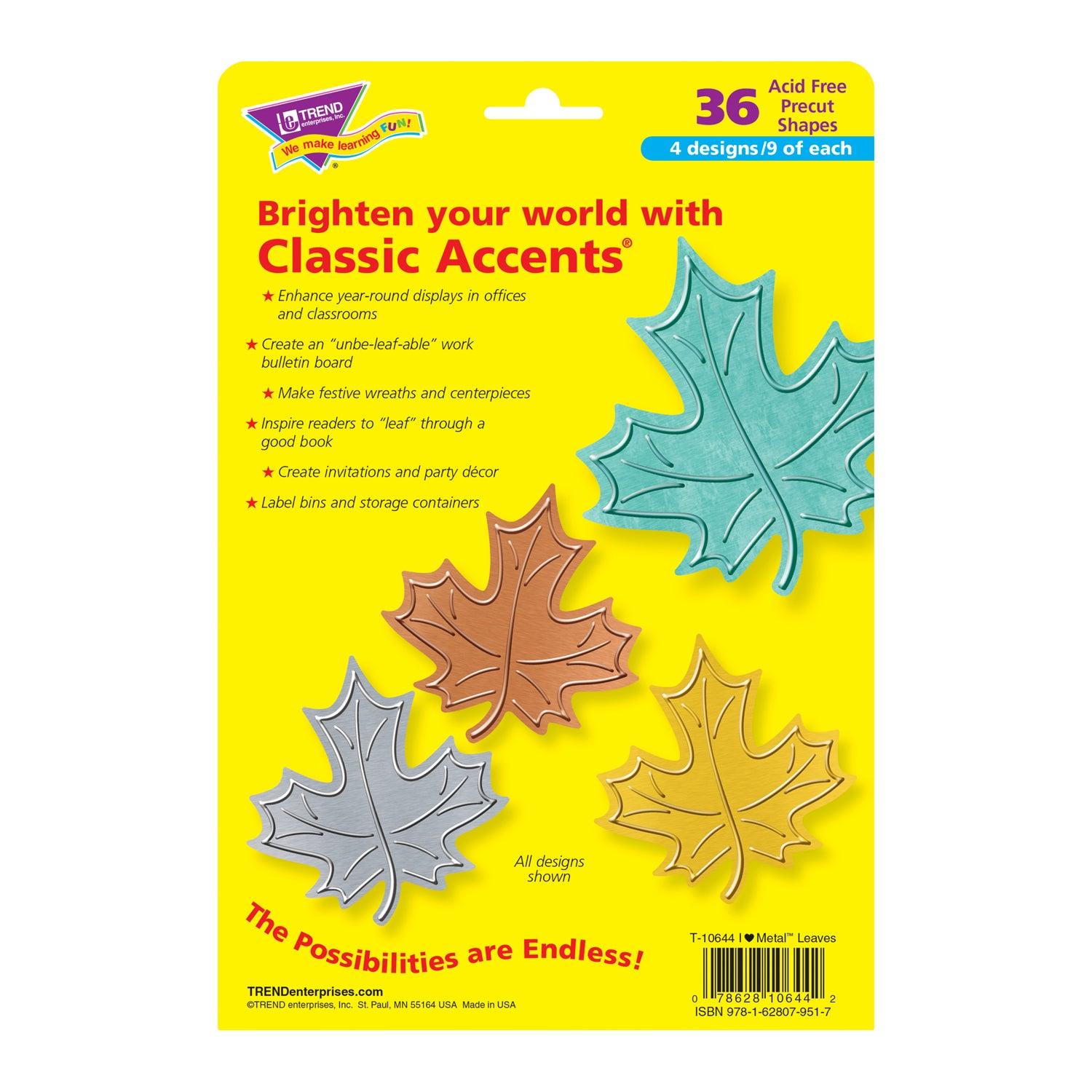 I ♥ Metal™ Leaves Classic Accents® Variety Pack, 36 Per Pack, 3 Packs - Loomini