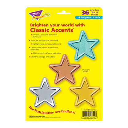 I ♥ Metal™ Stars Classic Accents® Variety Pack, 36 Per Pack, 3 Packs - Loomini