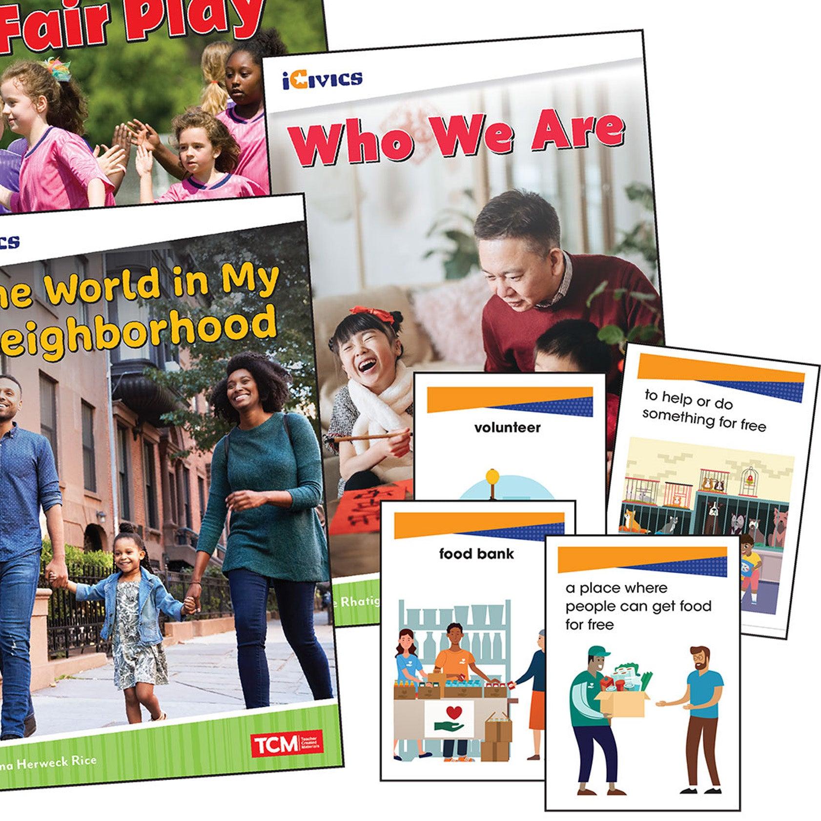 iCivics Grade 1: Community & Social Awareness 5-Book Set + Game Cards - Loomini