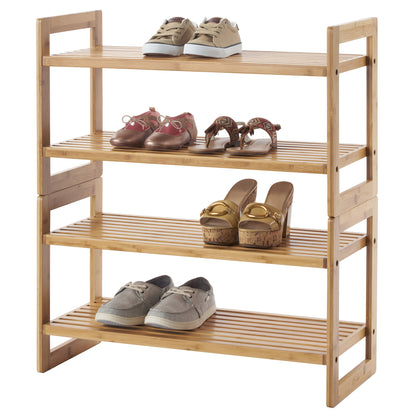 Bamboo 2-Tier Shoe Rack, 2-Pack