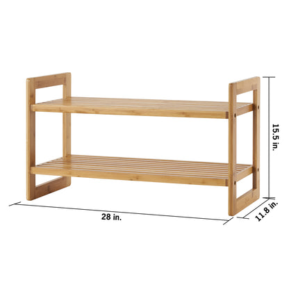 Bamboo 2-Tier Shoe Rack, 2-Pack