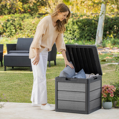 Cortina 30 Gallon Resin Deck Box for Patio Outdoor Storage, Grey