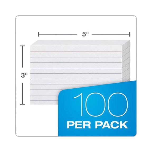 Index Cards, 3" x 5", Ruled, 100 Per Pack, 12 Packs - Loomini