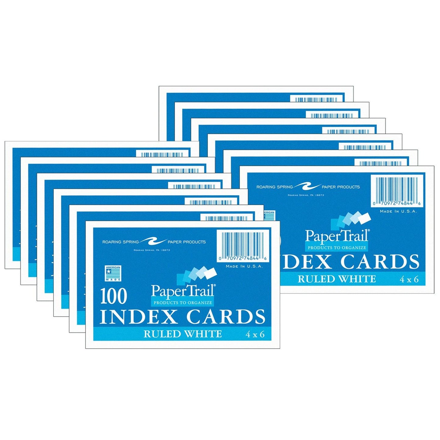 Index Cards, 4" x 6", Ruled, 100 Per Pack, 12 Packs - Loomini