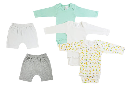 Infant Boys Long Sleeve Onezies And Shorts - Loomini