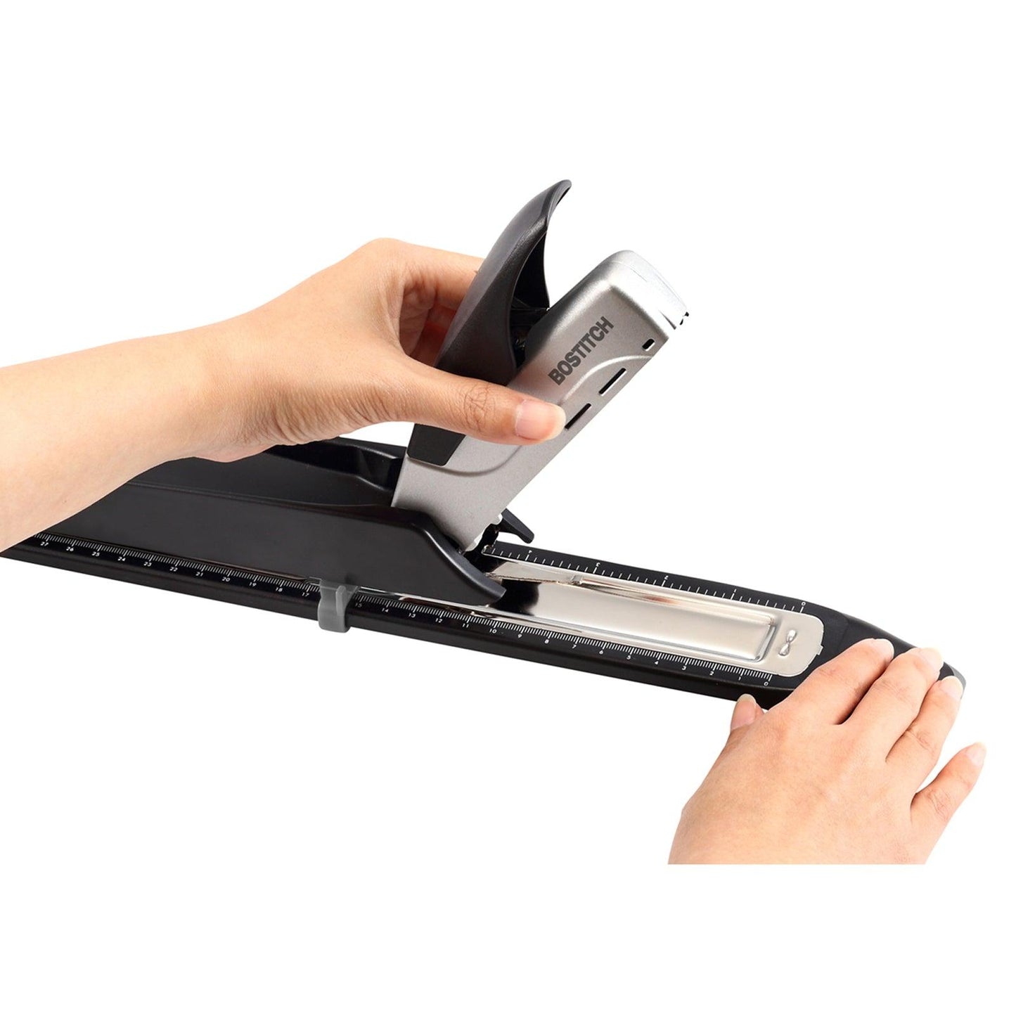 inREACH™ 25 12.5" Long Reach Stapler, Silver/Black - Loomini