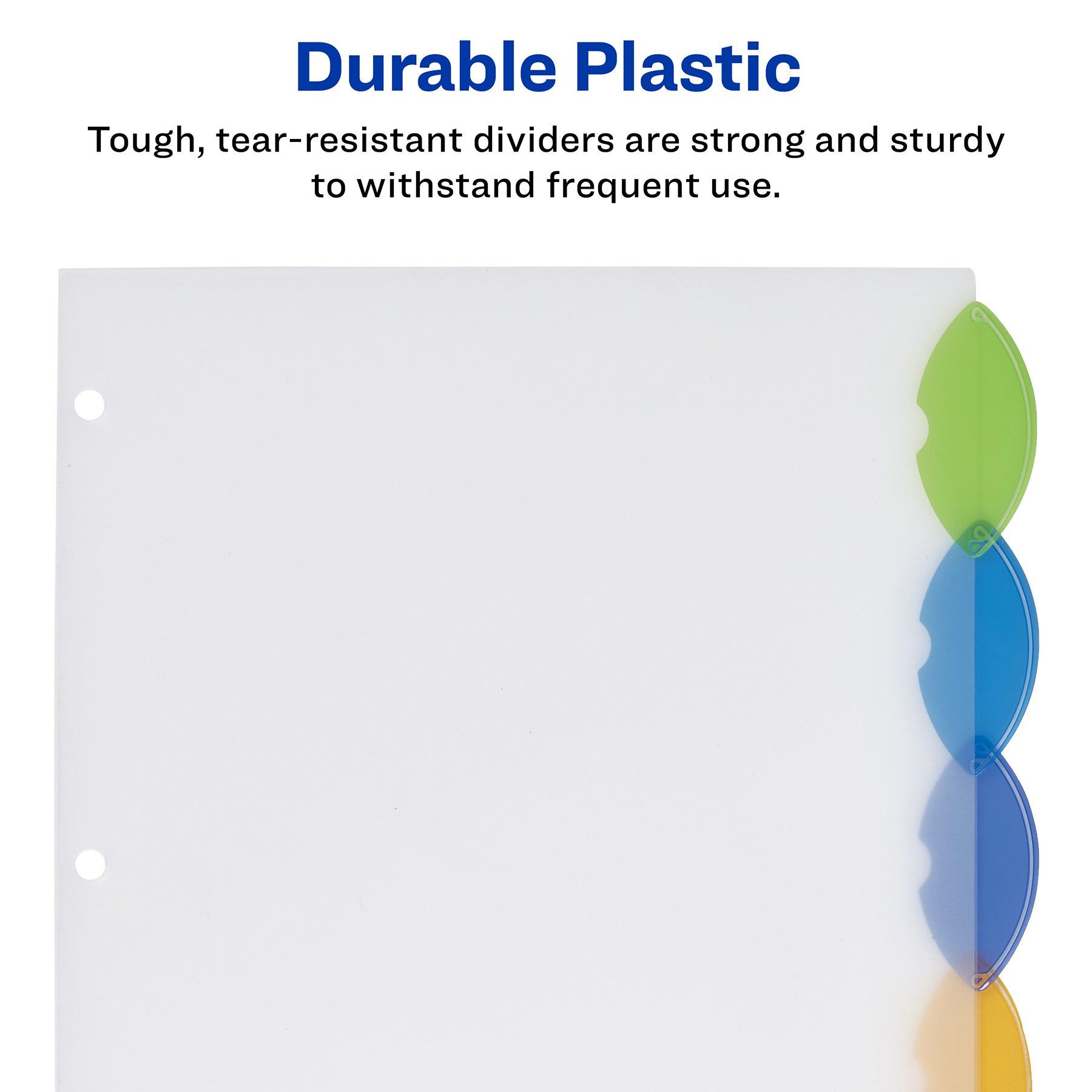 Insertable Style Edge™ Plastic Dividers, 5-Tab Set, Multicolor, 6 Sets - Loomini