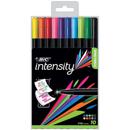 Intensity Fineliner Marker Pen, Fine Point (0.4mm), Assorted Colors, 10 Per Pack, 2 Packs - Loomini