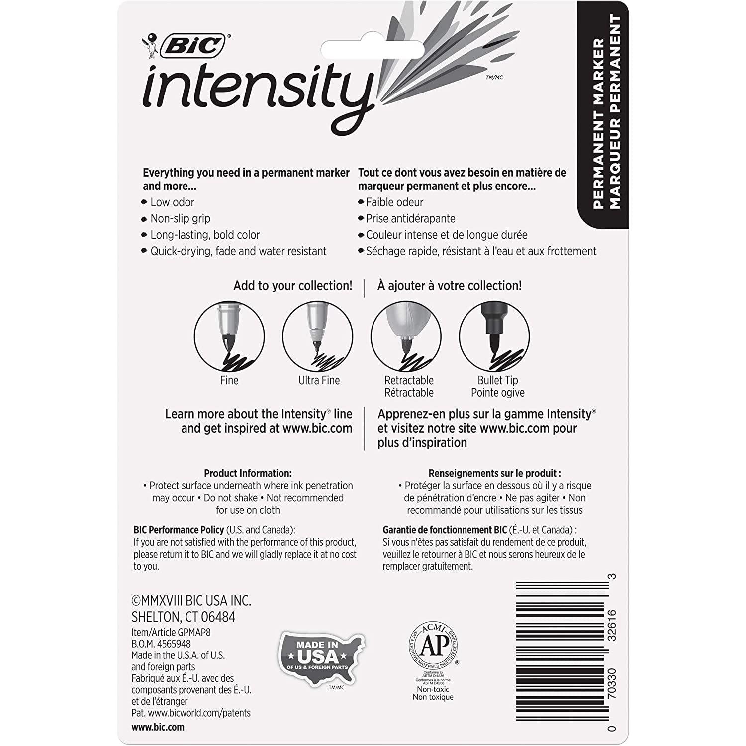 Intensity Permanent Marker, Fine Point, Assorted Colors, 8 Per Pack, 3 Packs - Loomini
