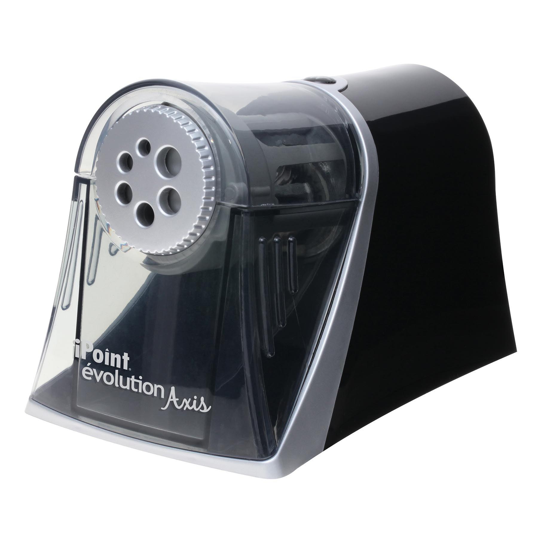 iPoint Evolution Axis Heavy Duty Electric Pencil Sharpener, Black/Silver - Loomini