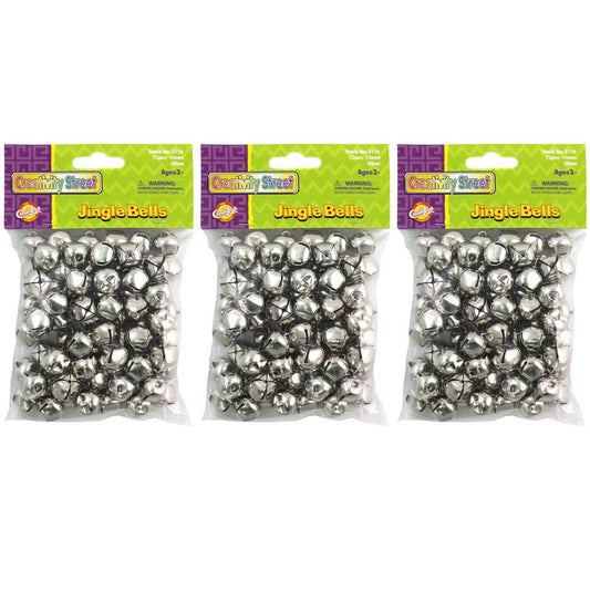 Jingle Bells, Silver, 5/8", 72 Per Pack, 3 Packs - Loomini