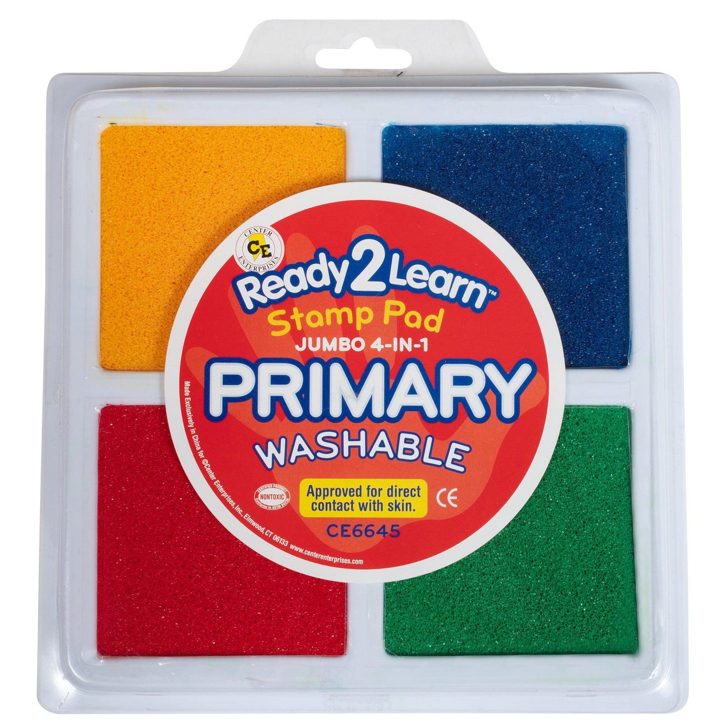 Jumbo 4-in-1 Washable Stamp Pad - Red, Yellow, Green, Blue - Pack of 3 - Loomini