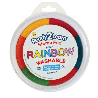 Jumbo 6-in-1 Circular Washable Stamp Pad - Rainbow - 6 Colors - 5.75" dia. - Pack of 3 - Loomini