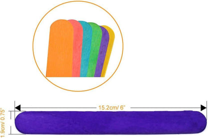 Jumbo Colored Popsicle Sticks, Wooden Rainbow Colored Popsicle Sticks for Crafts 6" x 0.75", 500 Pieces - Loomini