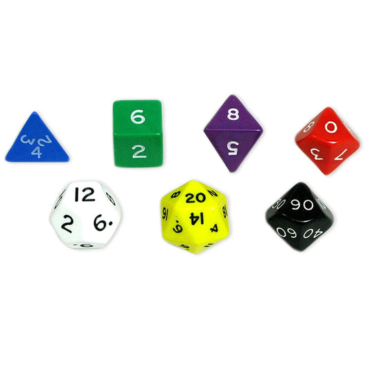 Jumbo Polyhedral Dice, Set of 7 - Loomini