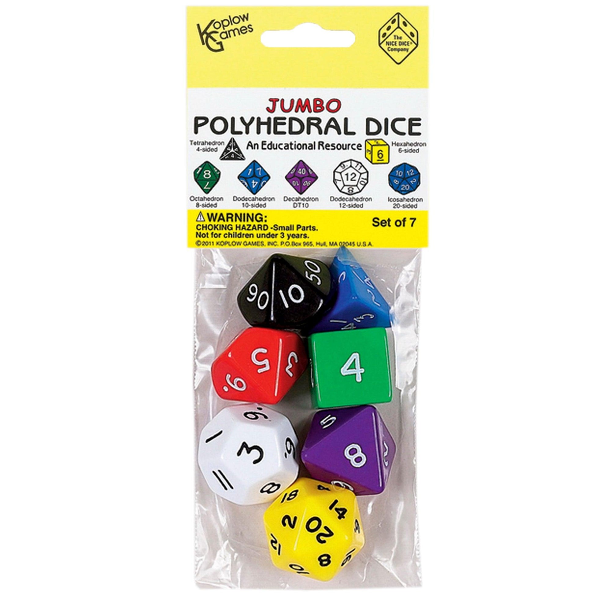 Jumbo Polyhedral Dice, Set of 7 - Loomini